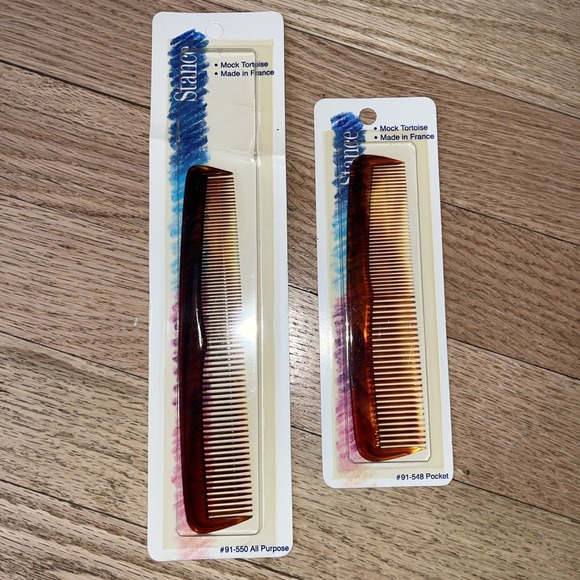 Lot 2 Vintage Stance Fine Comb Pocket Mock Tortoise Dresser Comb - Picture 1 of 1